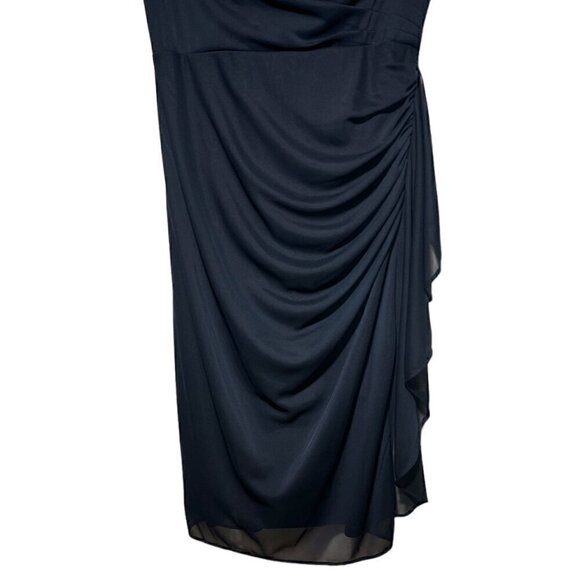 Women's Navy Silky Embellished Knee Length Cocktail Dress Stenay Size 4 - Picture 3 of 5